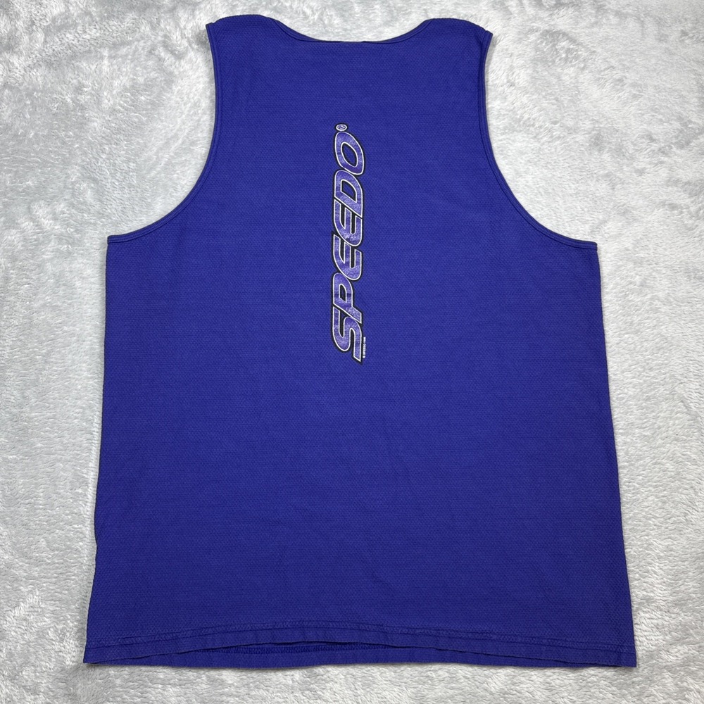 Vintage Speedo Tank Top Men XL Purple Textured Spellout Beach Pool 90s